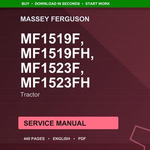 Massey ferguson Mf1519f mf1519fh mf1523f mf1523fh Tractor Service Manual PDF | Workshop Repair | Instant Download image 1