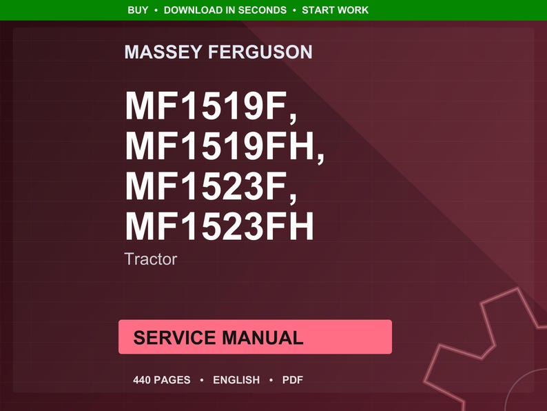 Massey ferguson Mf1519f mf1519fh mf1523f mf1523fh Tractor Service Manual PDF | Workshop Repair | Instant Download image 1