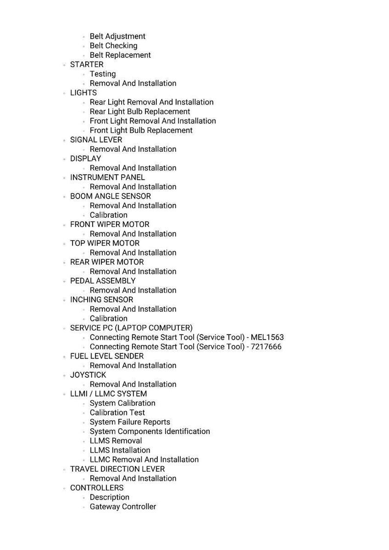 K&ouml;nnte beinhalten: Eine detaillierte Liste von Kfz-Serviceverfahren, einschlie&szlig;lich Riemeneinstellungen, Leuchtenaustausch und Sensorkalibrierungen. Der Text ist mit Aufz&auml;hlungszeichen und &Uuml;berschriften organisiert und bietet einen klaren &Uuml;berblick &uuml;ber verschiedene Wartungsaufgaben.