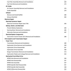 K&ouml;nnte beinhalten: Eine wei&szlig;e Seite mit einer Liste von Kfz-Reparaturverfahren, einschlie&szlig;lich Kraftstoffeinspritzung und elektrischer Reparaturen. Die Seitenzahlen befinden sich auf der rechten Seite. Die Website-Adresse steht oben links.