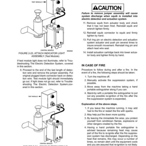 Pu&ograve; includere: Diagrammi dei componenti del sistema di controllo antincendio, tra cui un modulo di test e un modulo di controllo, con testo di accompagnamento. L'immagine include istruzioni per il collegamento e la rimozione di parti e avvertenze di sicurezza.