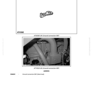 Pu&ograve; includere: Schema di un collegamento a terra, etichettato XGND01, con un'immagine ravvicinata del punto di connessione. Il testo include "Ground Connection W01" e "AT15522-UN: Ground connection W01".