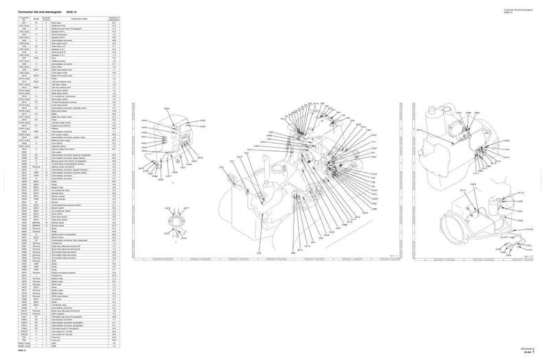 May include: An engineering diagram of an engine with multiple components labeled with lines and text. The diagram is in black and white and includes a parts list on the left side.