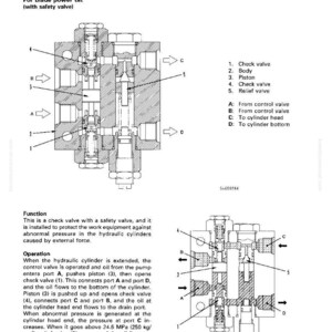 Op de afbeelding: Technisch diagram van een pilootterugslagklep, met interne componenten en vloeistofstromen. Labels identificeren onderdelen zoals de terugslagklep, behuizing en zuiger. Tekst legt de functie van de klep uit.