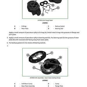 K&ouml;nnte beinhalten: Diagramm von Pumpendichtungen und Komponenten der Getriebegeh&auml;use-K&uuml;hlpumpe. Enth&auml;lt O-Ringe, Verschlei&szlig;platten, St&uuml;tzdichtungen und Dichtungen. Textkennzeichnungen identifizieren jedes Teil f&uuml;r Montageanweisungen.