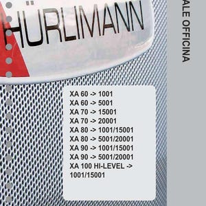 May include: An image featuring the H&uuml;rlimann logo and text. The top portion displays the brand name in bold black letters on a white oval. Below, a list of model numbers and specifications is visible. The words "MANUALE OFFICINA" are on the right.