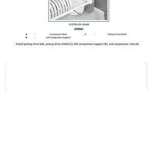May include: Diagram of a machine component, labeled with letters and descriptions. The image includes a shield, compressor rods, and support components. Text at the bottom instructs on installation of parts. The image is a technical illustration.