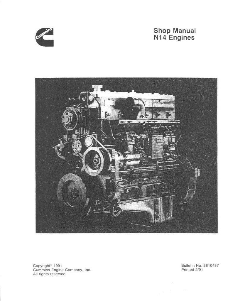 Cummins N14-seriens motorservicehandbok, reparationsverkstad, PDF-nedladdning bild 3