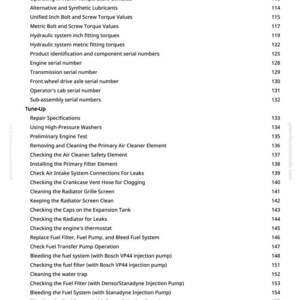 Peut inclure: Une page blanche avec une table des mati&egrave;res d&eacute;taill&eacute;e pour un manuel. Les sujets incluent les filtres &agrave; huile, les lubrifiants, la mise au point du moteur et l'entretien du syst&egrave;me de carburant. Les num&eacute;ros de page sont list&eacute;s &agrave; droite.