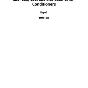Op de afbeelding: Wit document met zwarte tekst: "625, 630, 635, 830 en 835 Mower-Conditioners", "Repair" en "TM101419". De tekst "Published on 18 January 2021" staat onderaan.