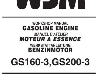 Manual de taller para motores de gasolina Kubota GS160-3 y GS200-3 / Descarga instantánea en PDF