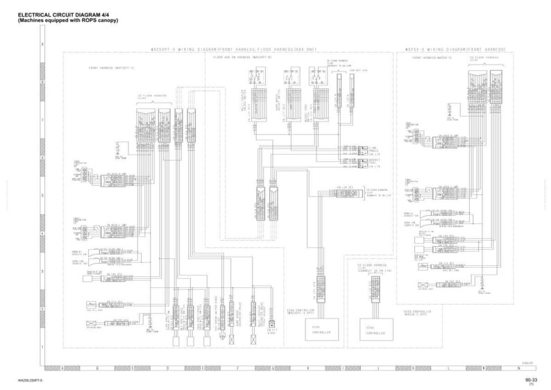 May include: Electrical circuit diagram 4/4 for machines equipped with RDPS canopy. The diagram is in black and white, showing a complex network of lines, connectors, and labels. The text includes "Wiring Diagram" and other technical details.