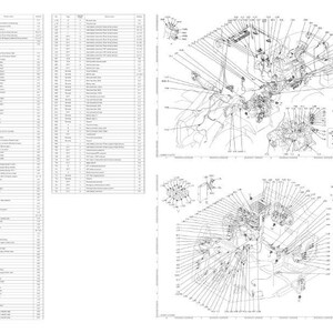 May include: A detailed technical diagram with multiple views, including an exploded view of mechanical components and a parts list. The image is in black and white, with numerous lines and labels.