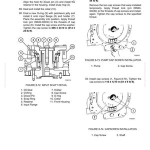 Peut inclure: Diagramme des instructions de reconstruction du convertisseur de couple avec illustrations et &eacute;tiquettes d&eacute;taill&eacute;es. Comprend des figures pour les d&eacute;tails de l'arbre d'entr&eacute;e, l'installation des vis du chapeau de pompe et l'installation des vis du chapeau.