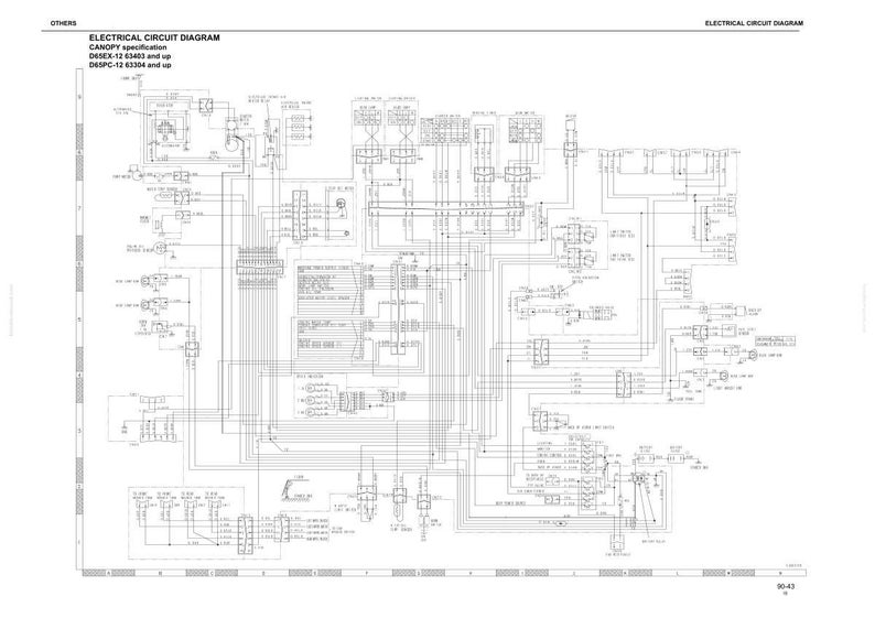May include: A detailed electrical circuit diagram with the title "ELECTRICAL CIRCUIT DIAGRAM" and the specifications "DS6EX-12 63403 and up" and "DSPC-12 63304 and up". The diagram is complex, featuring numerous lines, symbols, and text labels.