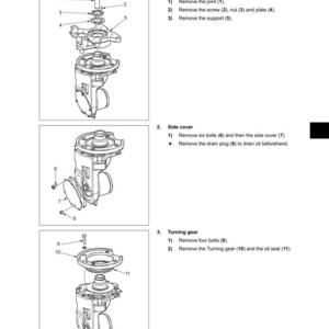 May include: Diagram of a mechanical assembly with numbered parts for disassembly. The image includes exploded views and instructions for removing components like bolts, screws, and covers. Text includes "Disassembly and Assembly" and "AR50 Series".