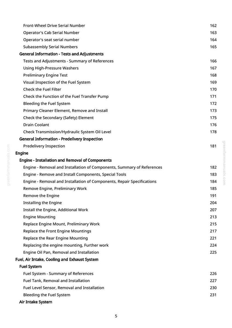 K&ouml;nnte beinhalten: Eine wei&szlig;e Seite aus einem Handbuch mit einem Inhaltsverzeichnis. Der Text enth&auml;lt Abschnitte zu Motorkomponenten, Kraftstoffsystemen und allgemeinen Informationen. Seitenzahlen sind auf der rechten Seite aufgef&uuml;hrt.