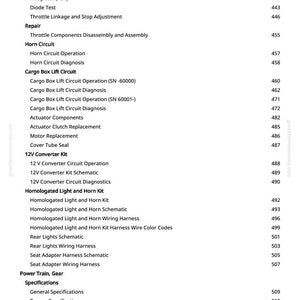May include: A page from a manual with a list of automotive repair and maintenance topics. The topics include tests, diagnostics, and component replacements. The page number is 8.