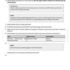 K&ouml;nnte beinhalten: Seite aus einem Handbuch mit Anweisungen zur Autoreparatur. Der Text enth&auml;lt Schritte zum Entfernen und Installieren von Teilen wie Unterlegscheiben, Schrauben und Ventilen. Eine Tabelle zeigt Drehmomentangaben mit maximal 26 N-m.