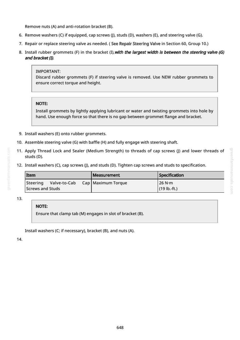 K&ouml;nnte beinhalten: Seite aus einem Handbuch mit Anweisungen zur Autoreparatur. Der Text enth&auml;lt Schritte zum Entfernen und Installieren von Teilen wie Unterlegscheiben, Schrauben und Ventilen. Eine Tabelle zeigt Drehmomentangaben mit maximal 26 N-m.