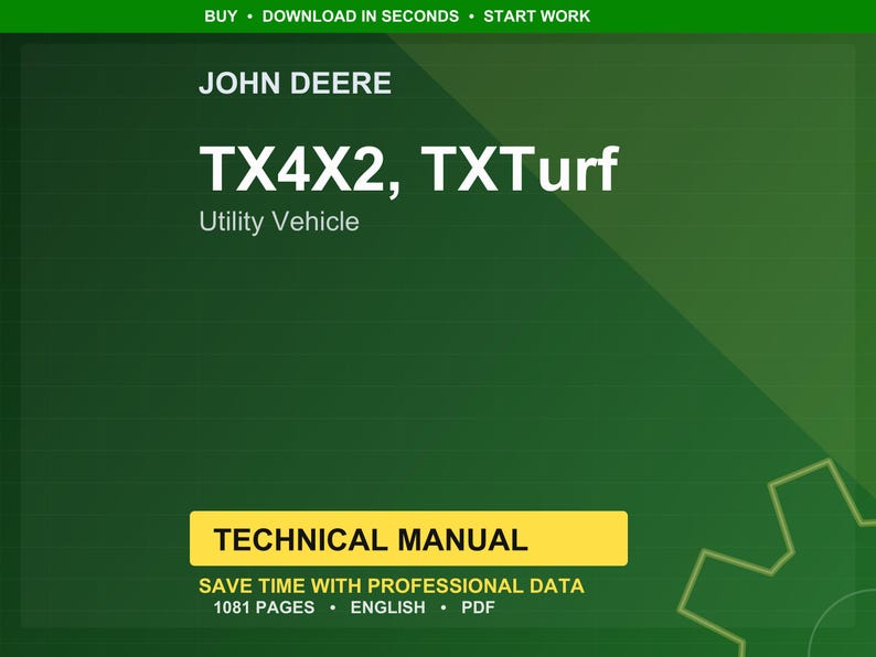 ジョンディア Tx4x2、Tx Turf Gator ユーティリティビークル技術マニュアル PDF | 即時ダウンロード 画像 1