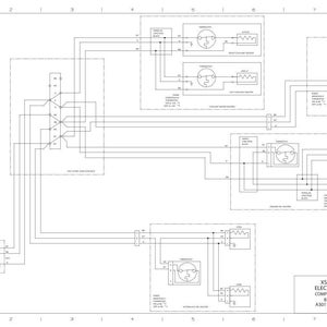 K&ouml;nnte beinhalten: Detailliertes elektrisches Schaltbild mit schwarzen Linien und Symbolen auf wei&szlig;em Hintergrund. Das Diagramm enth&auml;lt Text und ist mit "Electrical Schematic Component Locator Sheet" beschriftet. Das Diagramm ist f&uuml;r ein 2000 HLP-Modell.