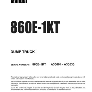 Komatsu 860E-1KT Dump Truck Servicemanual Reparation Verkstad PDF Ladda ner bild 3