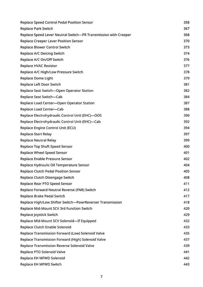 May include: A printed page with a list of automotive replacement parts, including sensors, switches, and relays. The text is black on a white background, with a numbered list. The page number is visible.