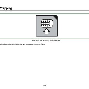 May include: Image from a manual showing a diagram for adjusting net wrapping. The diagram features a gray square with a white roll of netting and an upward-pointing arrow. The text "Adjust Net Wrapping" is at the top.