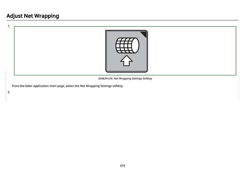 May include: Image from a manual showing a diagram for adjusting net wrapping. The diagram features a gray square with a white roll of netting and an upward-pointing arrow. The text "Adjust Net Wrapping" is at the top.