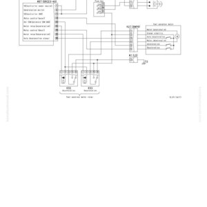 May include: An electrical circuit diagram, labeled E-4, showing the system's components. The diagram includes a controller, fuse box, and fuel governor motor, with various relays and switches. Text includes "Troubleshooting" and "Electrical circuit diagram".