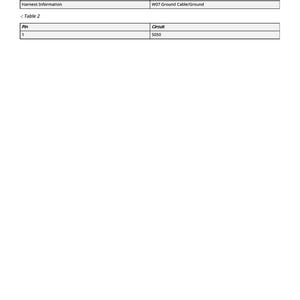 K&ouml;nnte beinhalten: Eine technische Zeichnung mit zwei Tabellen. Die erste Tabelle zeigt Komponenteninformationen, einschlie&szlig;lich eines Pins, dem Verbindungspunkt X006 und der Kabelbaum-Information W07 Ground Cable/Ground. Die zweite Tabelle listet Pin 1 und den Stromkreis 5050 auf.