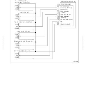 May include: A circuit diagram related to rated speed adjustment (Droop) volume. The diagram includes labels such as "Ini. rated speed median adj (Droop) vol" and "Generator controller CN1 (DRC26-24)". The diagram also includes the text "POT_PWR (5V, 200mA)".