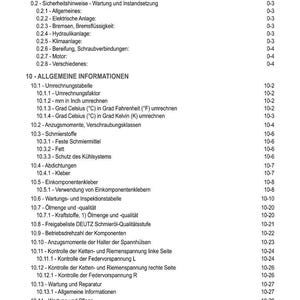 Puede incluir: Tabla de contenidos en alem&aacute;n, que enumera cap&iacute;tulos y subcap&iacute;tulos. El texto aborda temas como instrucciones de seguridad, mantenimiento e informaci&oacute;n general. El documento incluye secciones sobre medidas y conversiones.