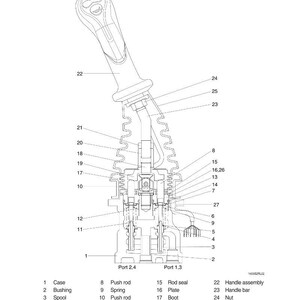 May include: Detailed cross-section diagram of a mechanical assembly, labeled with numbers and names. Features include a handle assembly, springs, bushings, and various other components. The text "CROSS SECTION" is at the top.