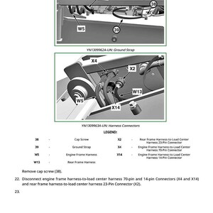 Puede incluir: Diagrama de componentes mec&aacute;nicos con etiquetas. Incluye una correa de tierra, un tornillo de cabeza cil&iacute;ndrica y conectores de arn&eacute;s. El texto incluye "YN1309962A-UN: Ground Strap" y "YN1309963A-UN: Harness Connectors".