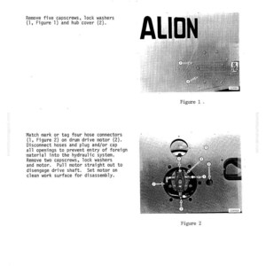 Puede incluir: Una p&aacute;gina de manual de taller con el t&iacute;tulo "REMOVAL" y el texto "ALION". La p&aacute;gina incluye diagramas etiquetados como "Figura 1" y "Figura 2" con instrucciones de desmontaje. La p&aacute;gina es en blanco y negro.