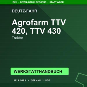Deutz-Fahr Agrofarm ttv 420 430 Traktor Verkstadsmanual PDF | Service Reparation | Direkt Nedladdning bild 1