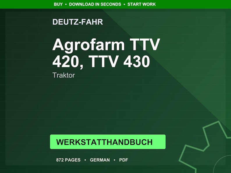 Deutz-Fahr Agrofarm ttv 420 430 Traktor Verkstadsmanual PDF | Service Reparation | Direkt Nedladdning bild 1