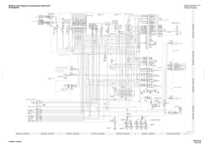 May include: A detailed black and white circuit diagram of a proportional switch, with text at the top that reads "Related circuit diagram of proportional switch (2/2) (If equipped)". The diagram includes numerous lines, symbols, and labels.