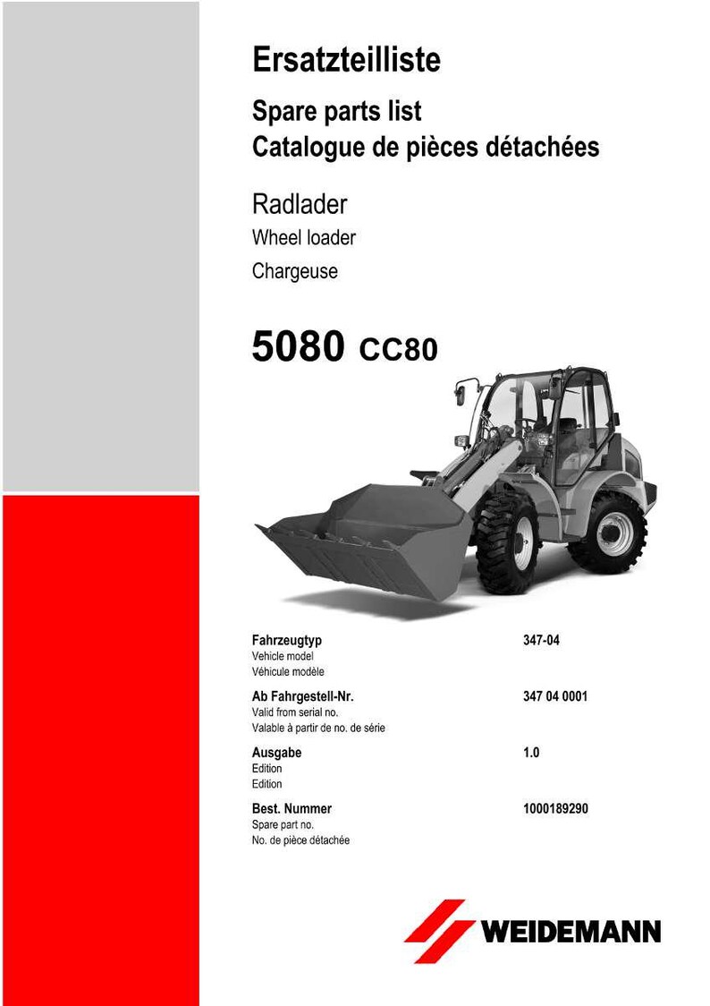 Weidemann 5080 Cc 80 Hjullastare Reservdelsmanual PDF | Illustrerad katalog | Direktnedladdning bild 2