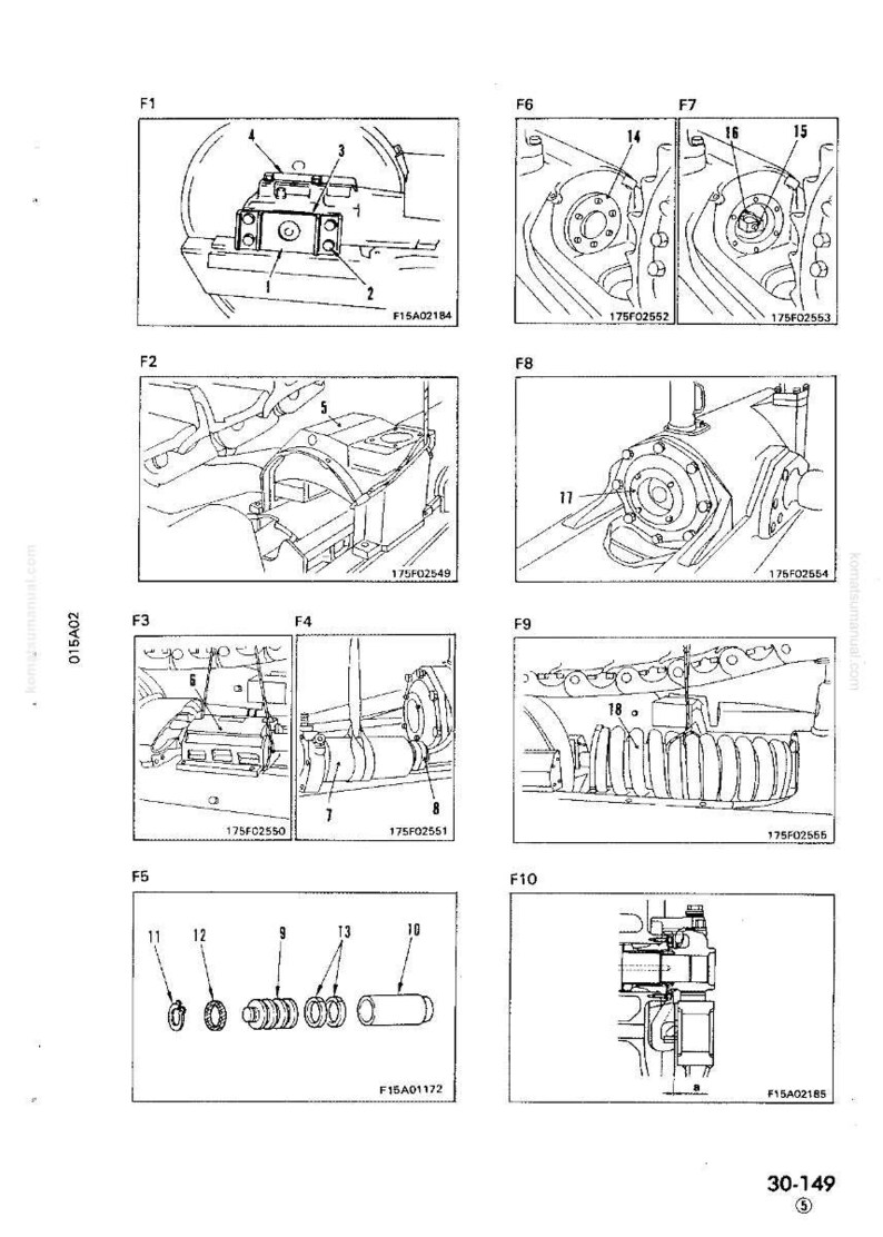 K&ouml;nnte beinhalten: Detaillierte technische Zeichnung mit mehreren Ansichten von mechanischen Komponenten. Verschiedene Teile sind mit Nummern und Referenzcodes gekennzeichnet, darunter Schrauben, Geh&auml;use und andere Maschinenelemente. Die Zeichnung ist in Schwarzwei&szlig; gehalten.