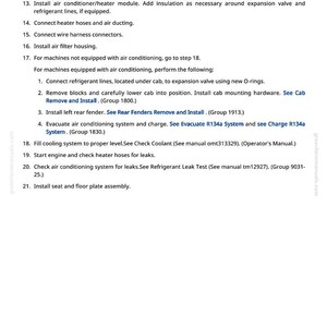 May include: A page from a manual with instructions for air conditioning system repair. The text includes steps for removing and installing components, checking for leaks, and filling the cooling system. The page number 349 is visible.