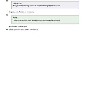 Op de afbeelding: Een witte pagina met genummerde instructies voor een mechanisch proces. De tekst bevat stappen voor demontage, reiniging en inspectie, met aantekeningen over het gebruik van nieuwe O-ringen en afdichtingen.