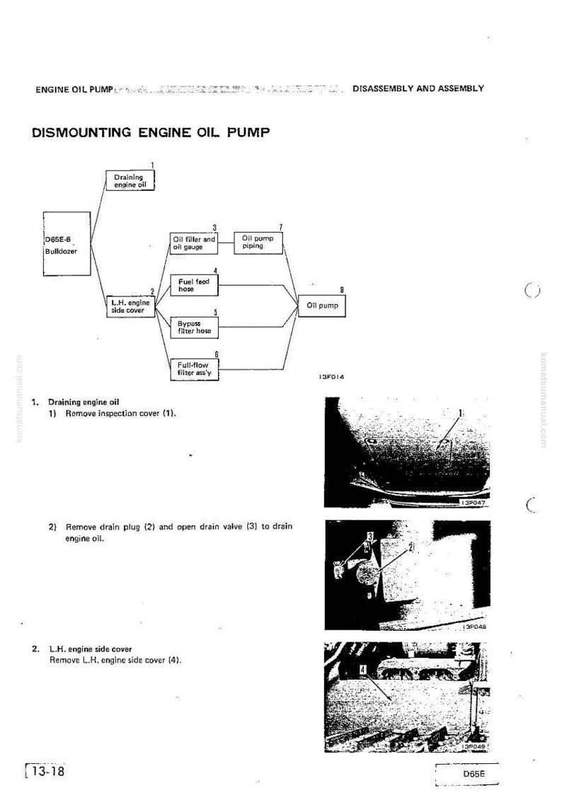 Puede incluir: Diagrama t&eacute;cnico que ilustra el desmontaje y montaje de una bomba de aceite de motor. Incluye componentes etiquetados como el filtro de aceite, la manguera de alimentaci&oacute;n de combustible y la bomba de aceite, con pasos numerados.