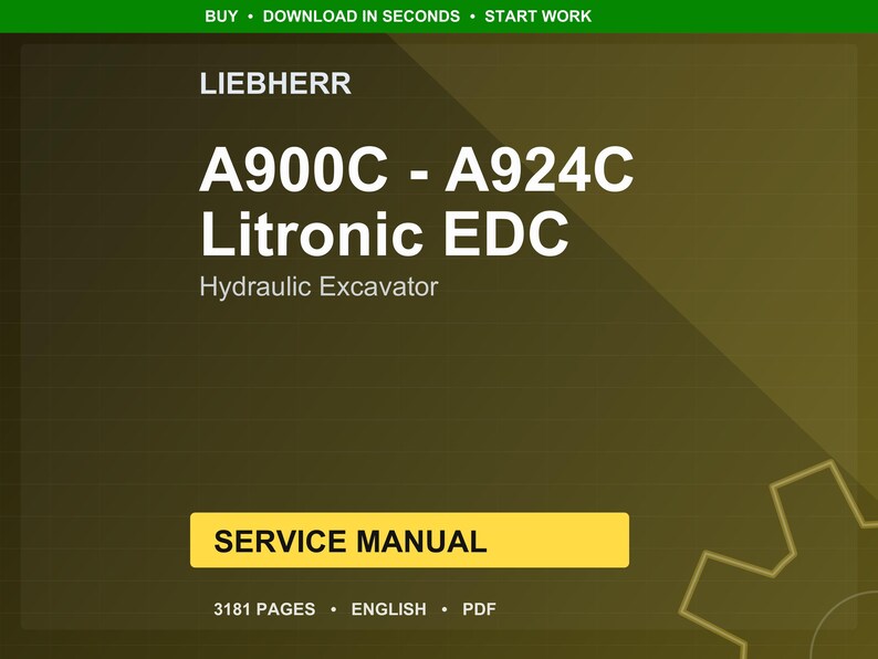 Liebherr A900c a924c litronic edc Hydraulic excavator Service Manual PDF | Workshop Repair | Instant Download image 1