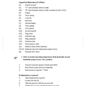 May include: A technical diagram from Komatsu Mining Germany detailing hydraulic oil cooling. The document includes a legend for illustration, setting instructions, and a list of components such as valve springs, jet bores, and plug connectors.