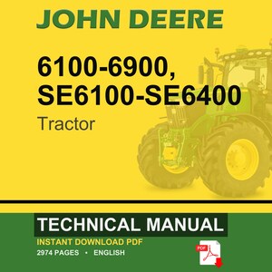 John Deere 6000 Se Serie 6100 6200 6300 6400 6506 6600 6800 6900 Traktor Technisches Handbuch tm4487 | Sofort PDF Download