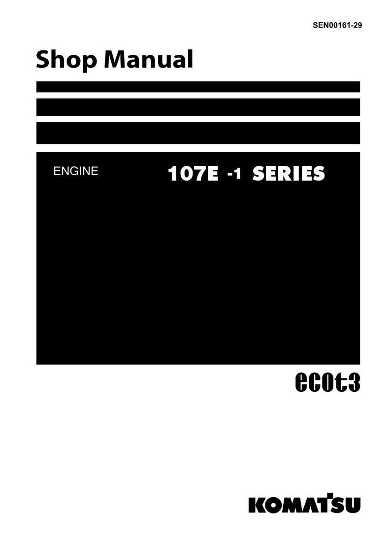 May include: A white and black shop manual with the text "Shop Manual" at the top. The manual includes the text "ENGINE" and "107E -1 SERIES". The Komatsu logo is at the bottom.