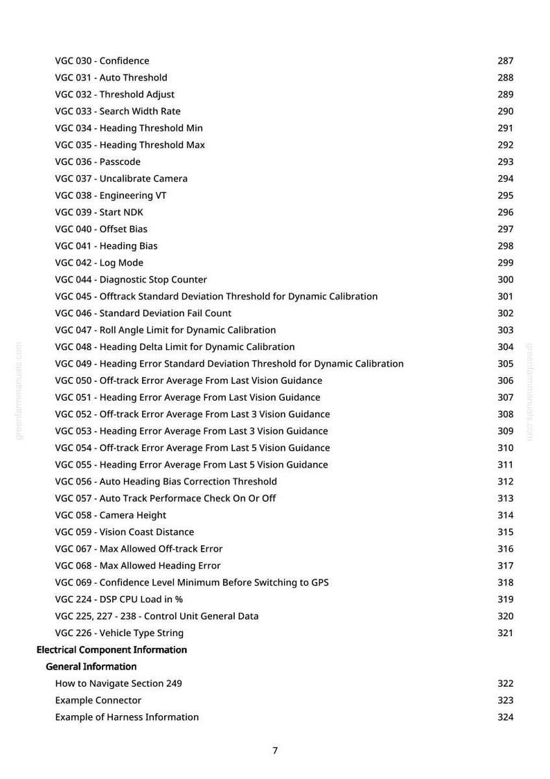 May include: A white page with a list of technical specifications, including terms like "Confidence," "Auto Threshold," and "Heading Error." The document appears to be a reference guide for vehicle control systems, with page numbers on the right.